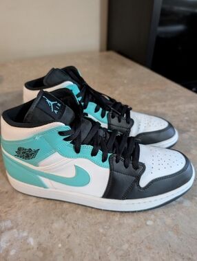 Nike Air Jordan 1 Mid GS "Tropical Twist"Black (2021) Shoes Men's Size 12 No Box